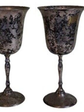 Gothic Tarnished Silver Decorative Wine Goblets